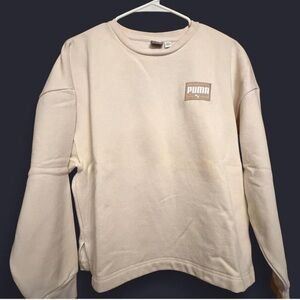 Puma Women's Cream Semi Crop Crewneck Sweatshirt